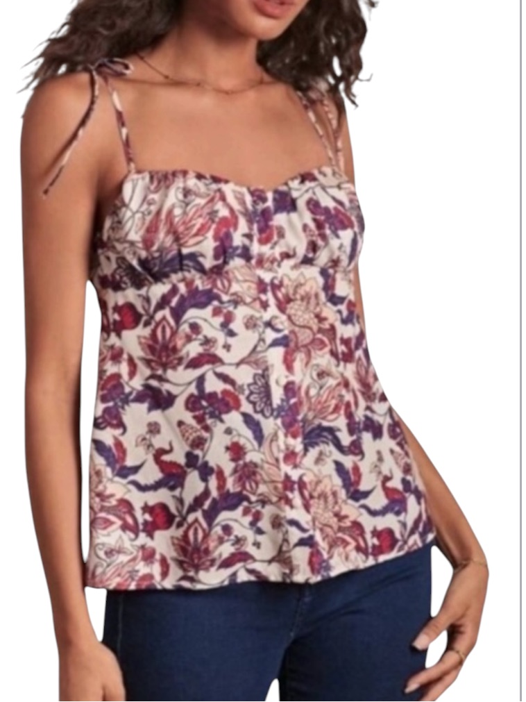 Shein Frenchy Floral Print Tie Shoulder Cami Top Size Xs